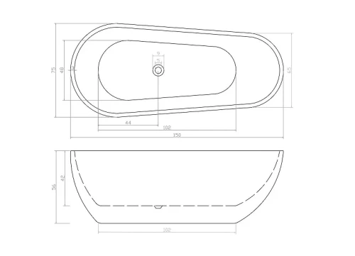 Акриловая ванна Ceruttispa Mimi 150x75 CT11289 цвет Белый