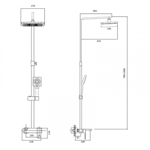 Душевая система Haiba HB24615-7 Черная матовая латунь на стену