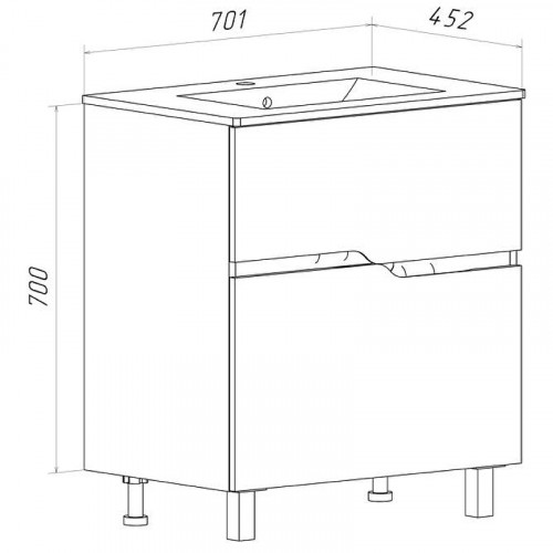 Тумба под раковину Runo Палермо 70 00-00004157 Белая