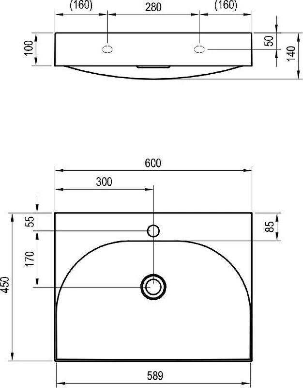 Мебельная раковина Ravak Lite 60 XJX01260004 цвет Белый