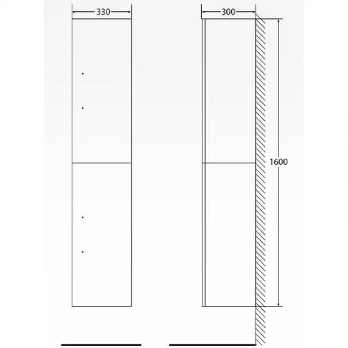 Шкаф пенал BelBagno Aurora 33 R AURORA-1600-2A-SC-PB-P-R подвесной Pietra Bianca без ручек МДФ / ЛДСП