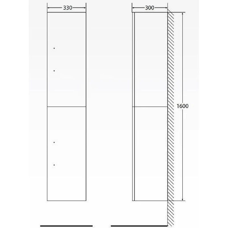Шкаф пенал BelBagno Aurora 33 R AURORA-1600-2A-SC-PB-P-R подвесной Pietra Bianca без ручек МДФ / ЛДСП