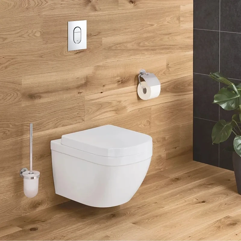 Унитаз с инсталляцией Grohe Euro Ceramic 36501000 цвет Альпийский белый с сиденьем Микролифт и клавишей смыва цвет Хром глянцевый