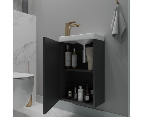 Тумба под раковину ЗОВ Монови Слим 40 MS40G подвесная цвет Антрацит