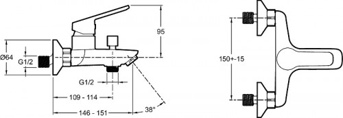 Смеситель для ванны Jacob Delafon Aime E29871-BL Черный матовый латунь на стену