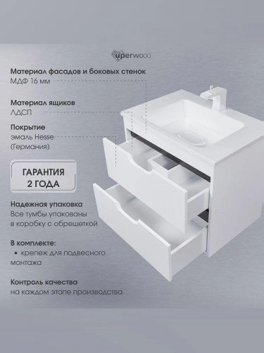 Тумба под раковину Uperwood Modul 100 2930205356 подвесная цвет Белый матовый Графит матовый