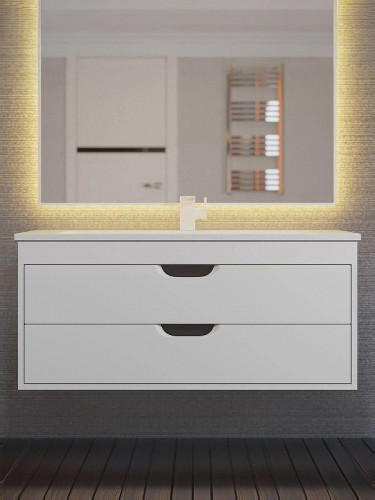 Тумба под раковину Uperwood Modul 100 2930205356 подвесная цвет Белый матовый Графит матовый