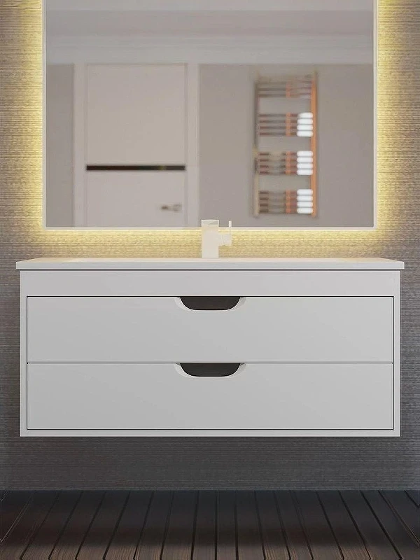 Тумба под раковину Uperwood Modul 100 2930205356 подвесная цвет Белый матовый Графит матовый