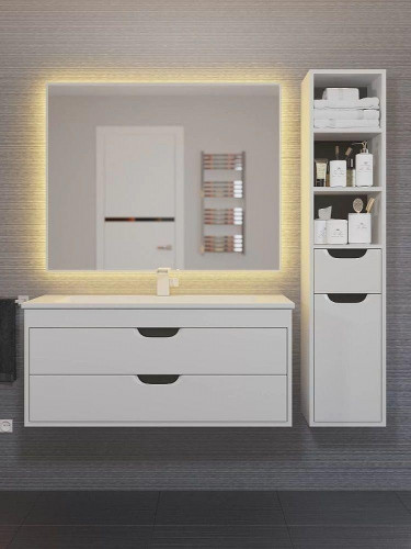 Тумба под раковину Uperwood Modul 100 2930205356 подвесная цвет Белый матовый Графит матовый