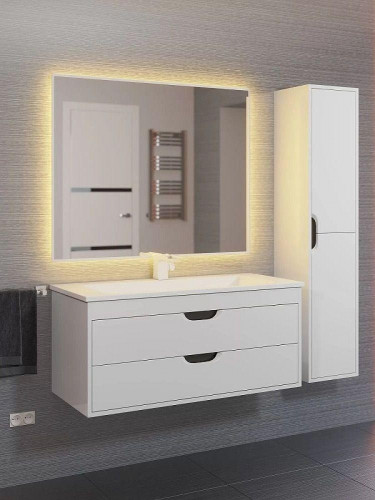 Тумба под раковину Uperwood Modul 100 2930205356 подвесная цвет Белый матовый Графит матовый