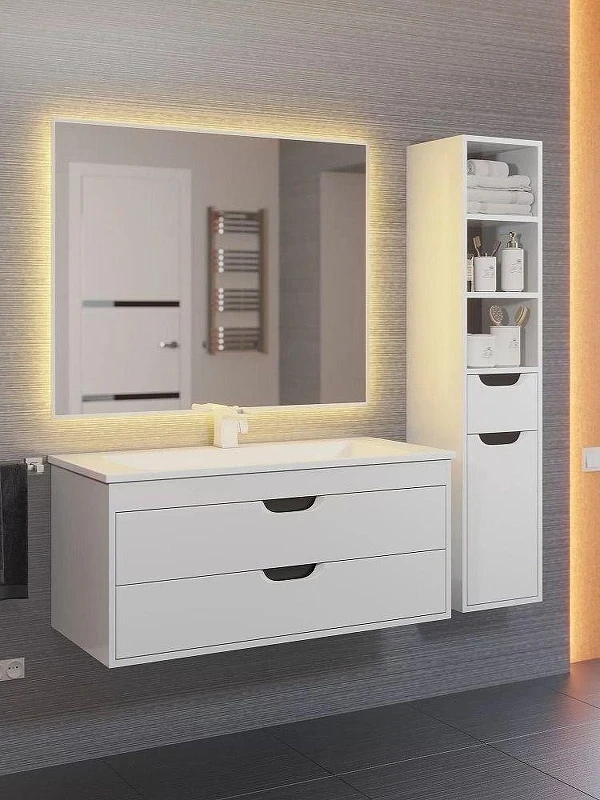 Тумба под раковину Uperwood Modul 100 2930205356 подвесная цвет Белый матовый Графит матовый