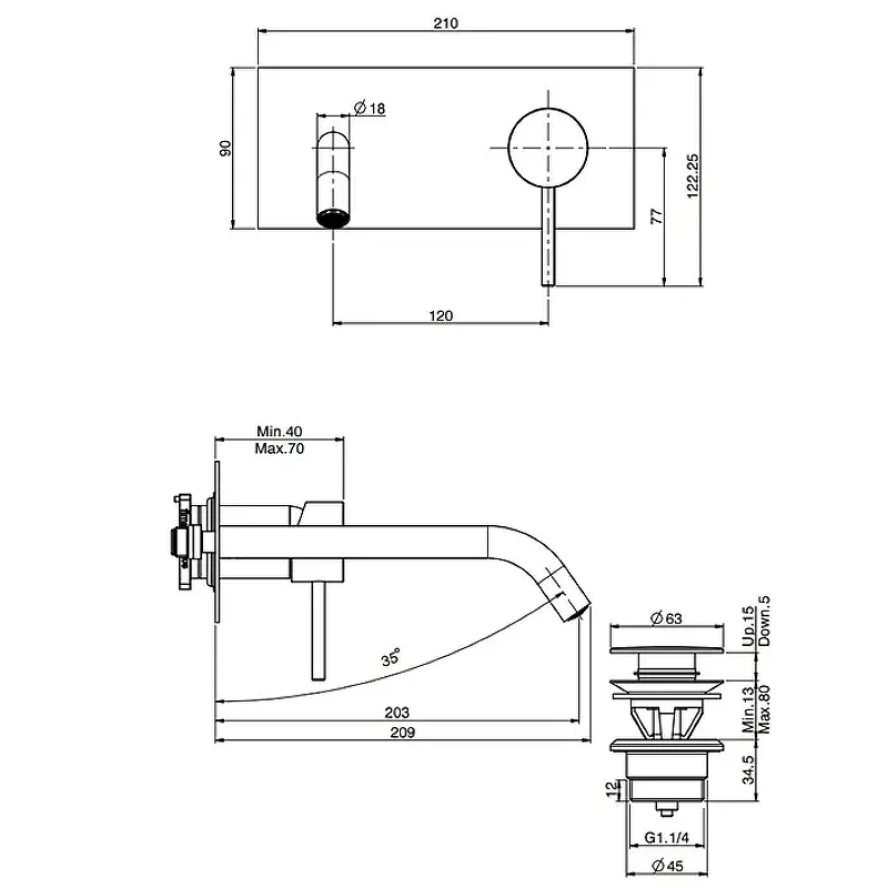Смеситель для раковины Fima Carlo Frattini Spillo Up F3051WLX5CR цвет Хром