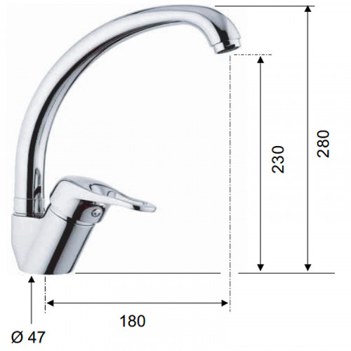 Смеситель для кухни Remer Kiss K42 Хром латунь