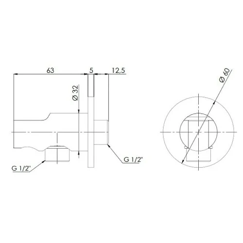 Шланговое подключение Remer 337MRL Медь глянцевая латунь на стену