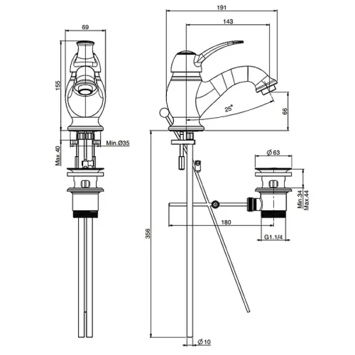 Смеситель для раковины Fima Carlo Frattini Lamp F3301OR цвет Золото