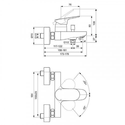 Смеситель для ванны Ideal Standard Ceralife O BE029AA цвет Хром