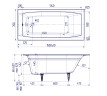 Чугунная ванна Creto Edge 150x70 26-1150 без антискользящего покрытия