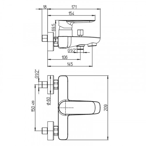 Смеситель для ванны Paini Nove 09BY111LMKM Белый