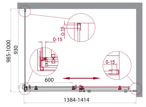 Душевой уголок BelBagno Acqua 140х100 ACQUA-AH-1-140/100-C-Cr профиль Хром стекло прозрачное