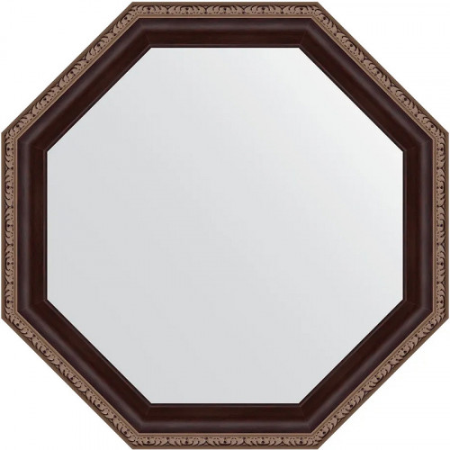 Зеркало Evoform Octagon 59х59 BY 3866 в багетной раме - Махагон с орнаментом 50 мм