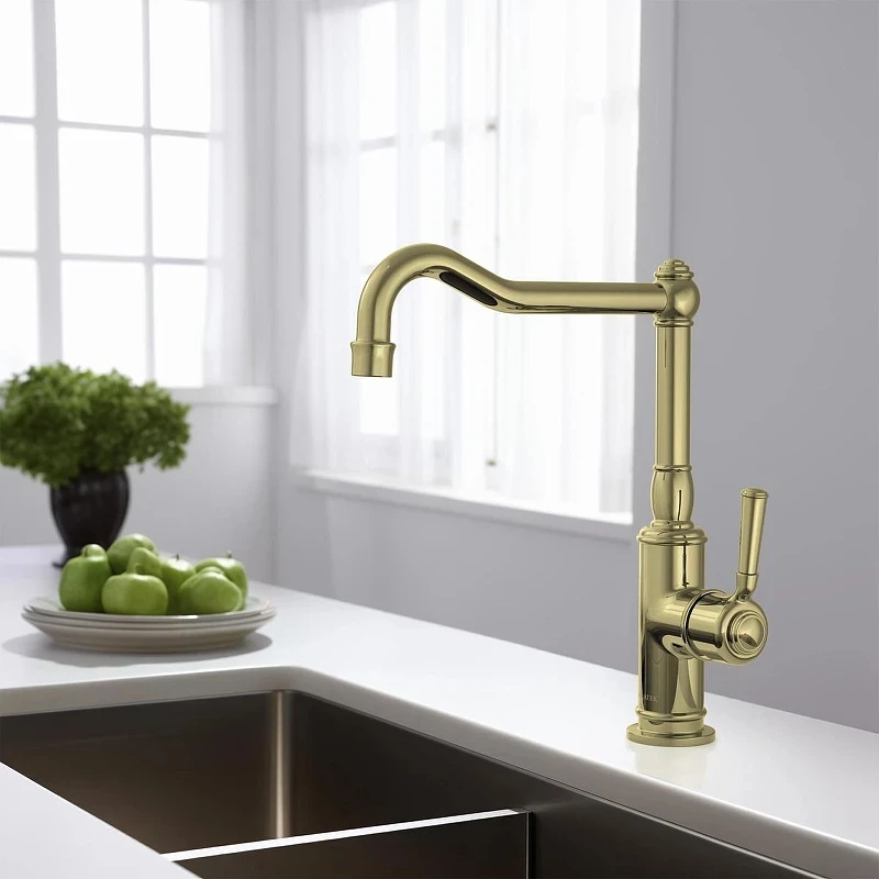 Смеситель для кухни Aquatek Классик AQ1580PG Полированное золото латунь
