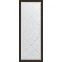 Зеркало Evoform Exclusive-G Floor 198х79 BY 6387 с гравировкой в багетной раме - Черное дерево с золотом 71 мм стекло