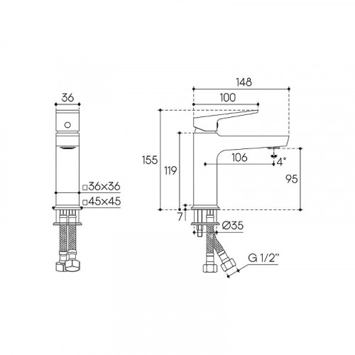 Смеситель для раковины Aqueduto Claro M CLA0250 цвет Шлифованное золото