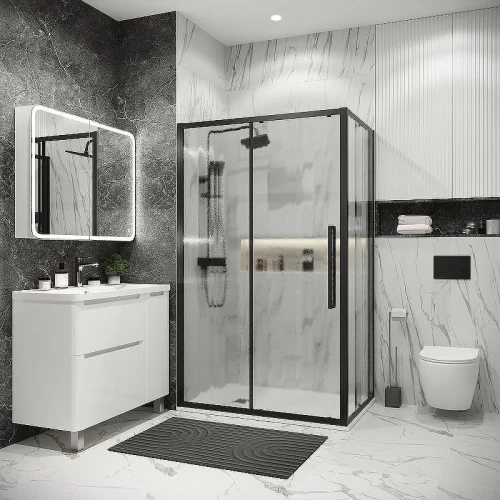 Душевой уголок Grossman Cosmo 120х80 120.K33.02.1280.21.02 профиль Черный матовый стекло шиншилла