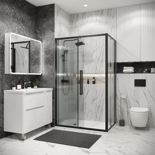 Душевой уголок Grossman Cosmo 120х80 120.K33.02.1280.21.02 профиль Черный матовый стекло шиншилла