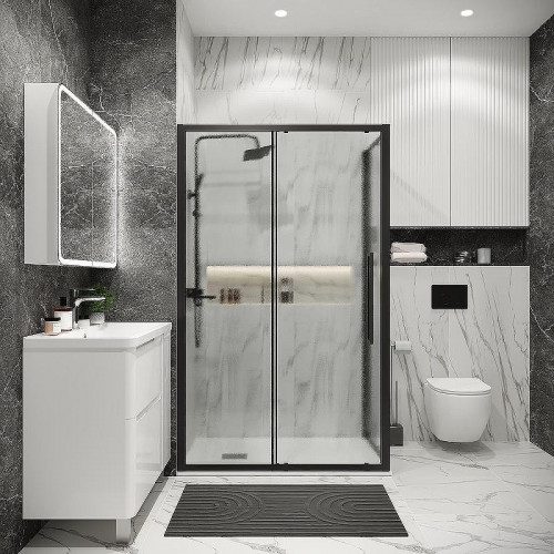 Душевой уголок Grossman Cosmo 120х80 120.K33.02.1280.21.02 профиль Черный матовый стекло шиншилла