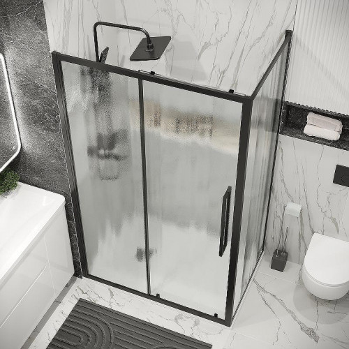 Душевой уголок Grossman Cosmo 120х80 120.K33.02.1280.21.02 профиль Черный матовый стекло шиншилла