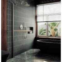 Душевая перегородка Maybah Glass MGD-737-5ш 890x1950 в широком профиле Хром матовый стекло сатиновое