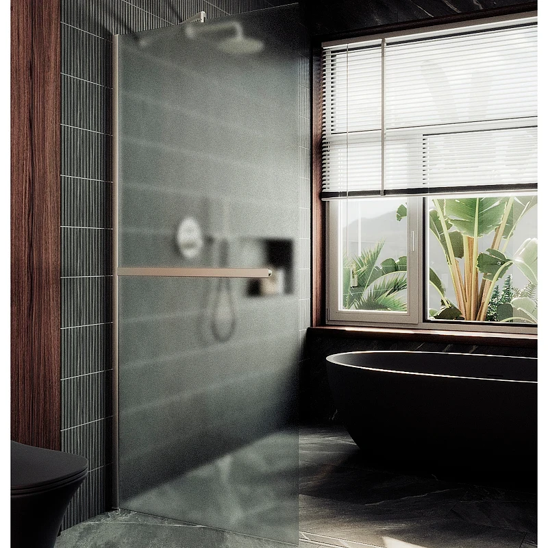 Душевая перегородка Maybah Glass MGD-737-5ш 890x1950 в широком профиле Хром матовый стекло сатиновое