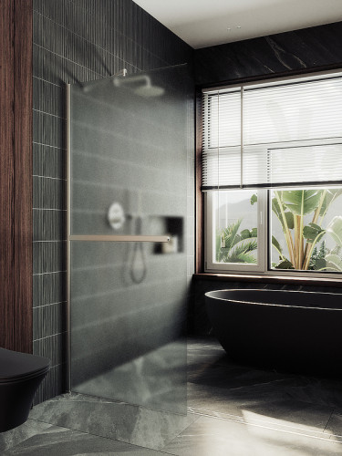 Душевая перегородка Maybah Glass MGD-737-5ш 890x1950 в широком профиле Хром матовый стекло сатиновое