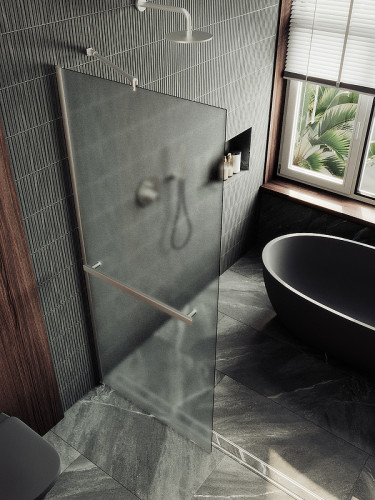 Душевая перегородка Maybah Glass MGD-737-5ш 890x1950 в широком профиле Хром матовый стекло сатиновое