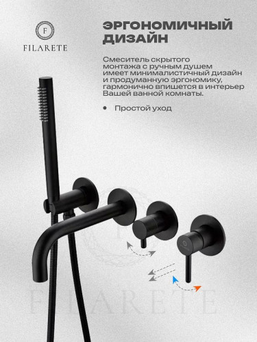 Смеситель для ванны FILARETE Roun FL2122BL цвет Черный матовый