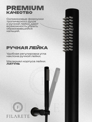 Смеситель для ванны FILARETE Roun FL2122BL цвет Черный матовый