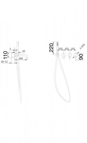 Смеситель для ванны FILARETE Roun FL2122BL цвет Черный матовый