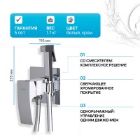 Гигиенический душ со смесителем Gappo Jacob G7207-8 Белый Хром латунь встраиваемый