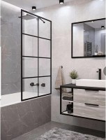 Шторка на ванну Ceruttispa Muza 80x140 MUZA F80 9283 профиль Черный стекло прозрачное