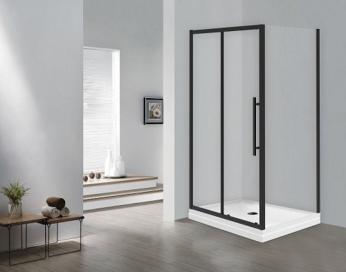 Душевой уголок Esbano Flex 120x80 ESOGF128PSB профиль Черный стекло прозрачное