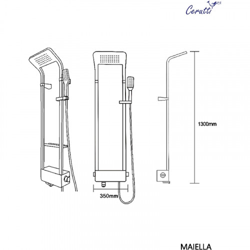 Душевая панель Ceruttispa Maiella B CT8985 Черная глянцевая