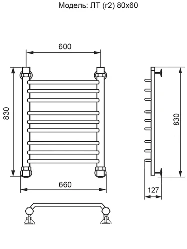 Водяной полотенцесушитель Ника Trapezium ЛТ (Г2) 80/60 Хром нержавеющая сталь