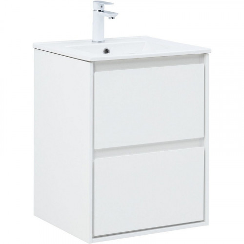 Тумба под раковину Aquanet Милан 50 336366 подвесная Белый глянец МДФ / ЛДСП