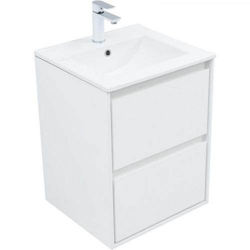 Тумба под раковину Aquanet Милан 50 336366 подвесная Белый глянец МДФ / ЛДСП