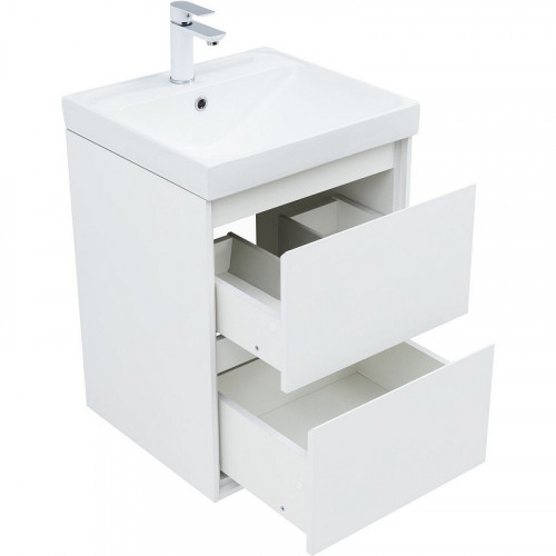 Тумба под раковину Aquanet Милан 50 336366 подвесная Белый глянец МДФ / ЛДСП