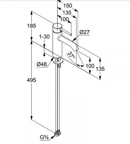 Смеситель для раковины Kludi Bozz 382823976 Черный матовый латунь