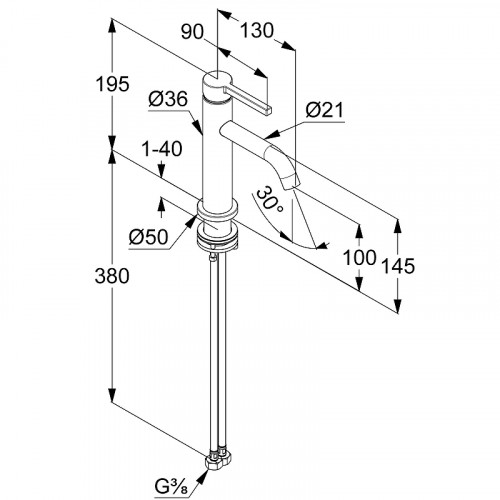 Смеситель для раковины Kludi Nova Fonte Pura 200263915 Черный матовый латунь