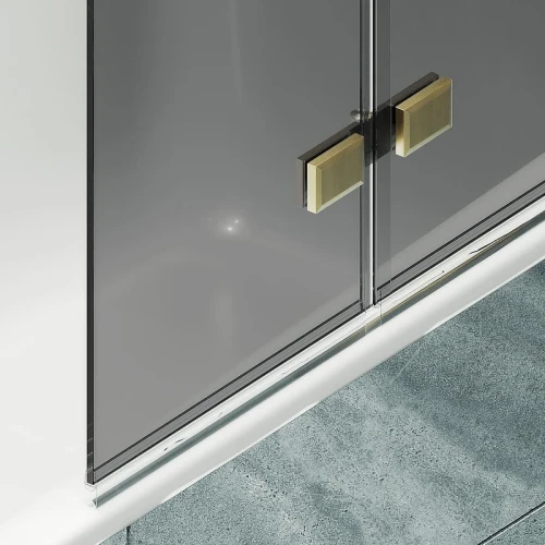 Шторка для ванны Maybah Glass MGV-588-3 980х1400 складная 4 секции Золото стекло графитовое