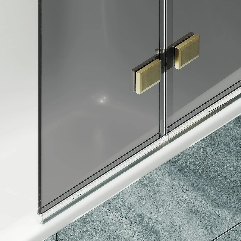 Шторка для ванны Maybah Glass MGV-588-3 980х1400 складная 4 секции Золото стекло графитовое